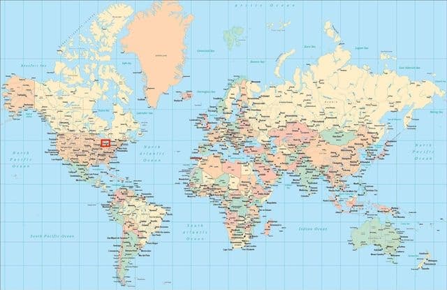 Detroit location on world map