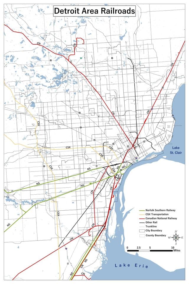 Detroit railway stations map