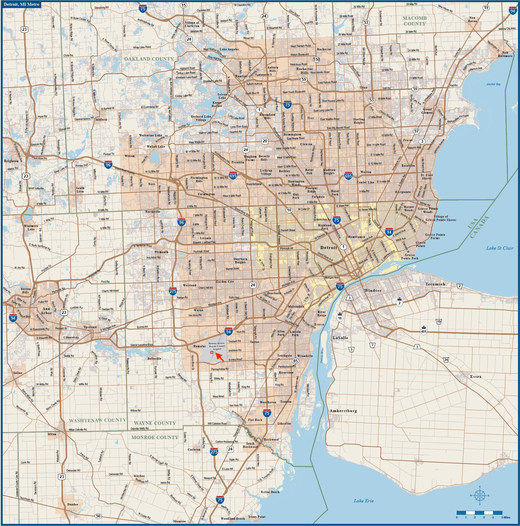 Map Of Metro Detroit Map Of Detroit Airport: Airport Terminals And Airport Gates Of Detroit