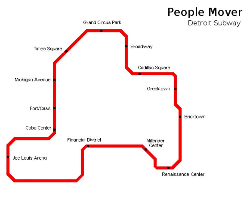 Map of Detroit metro metro lines and metro stations of Detroit