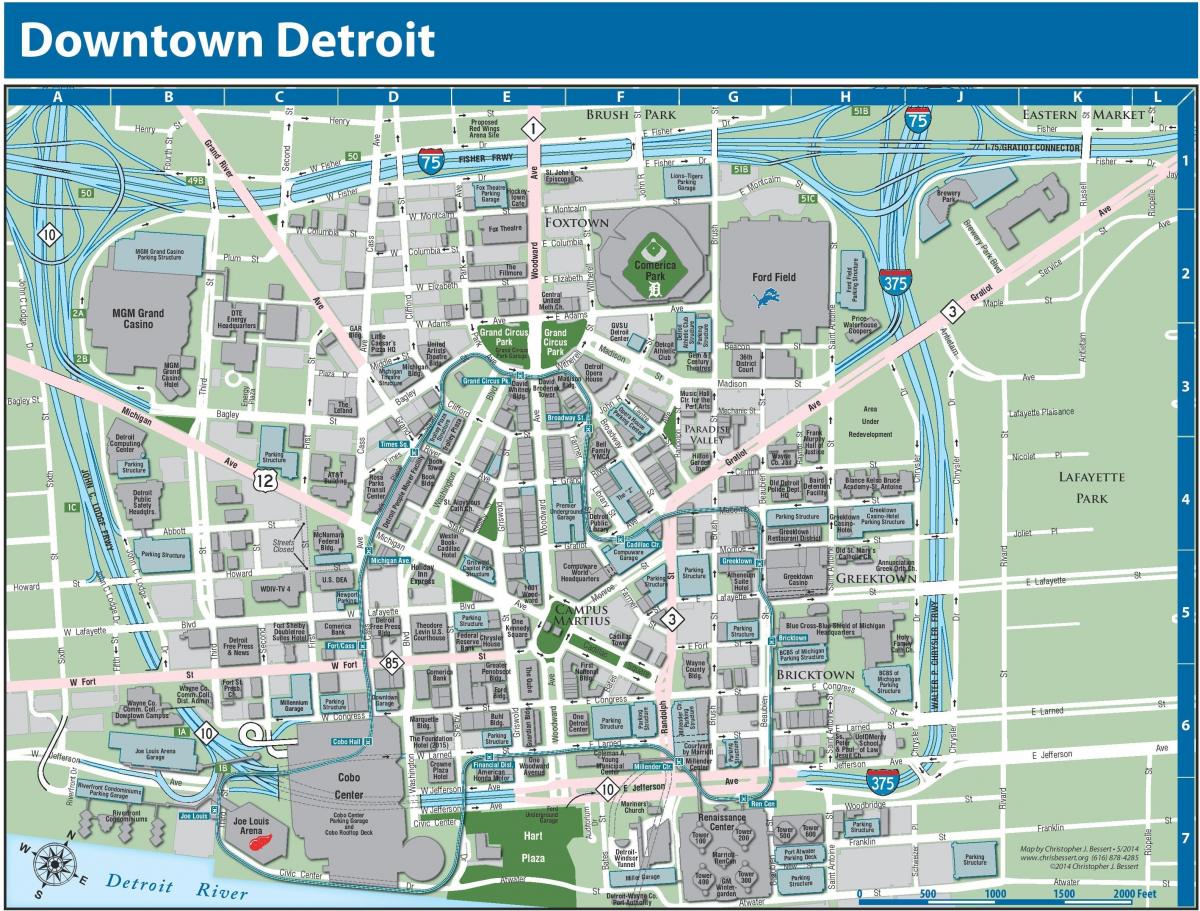 Detroit city center map